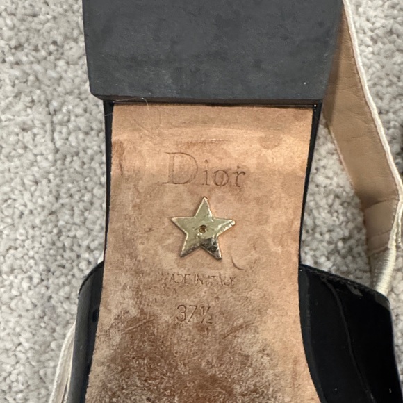 Dior J’Adior Black Patent Leather Pointed Slingback Flats with Logo Bow - Picture 6 of 8